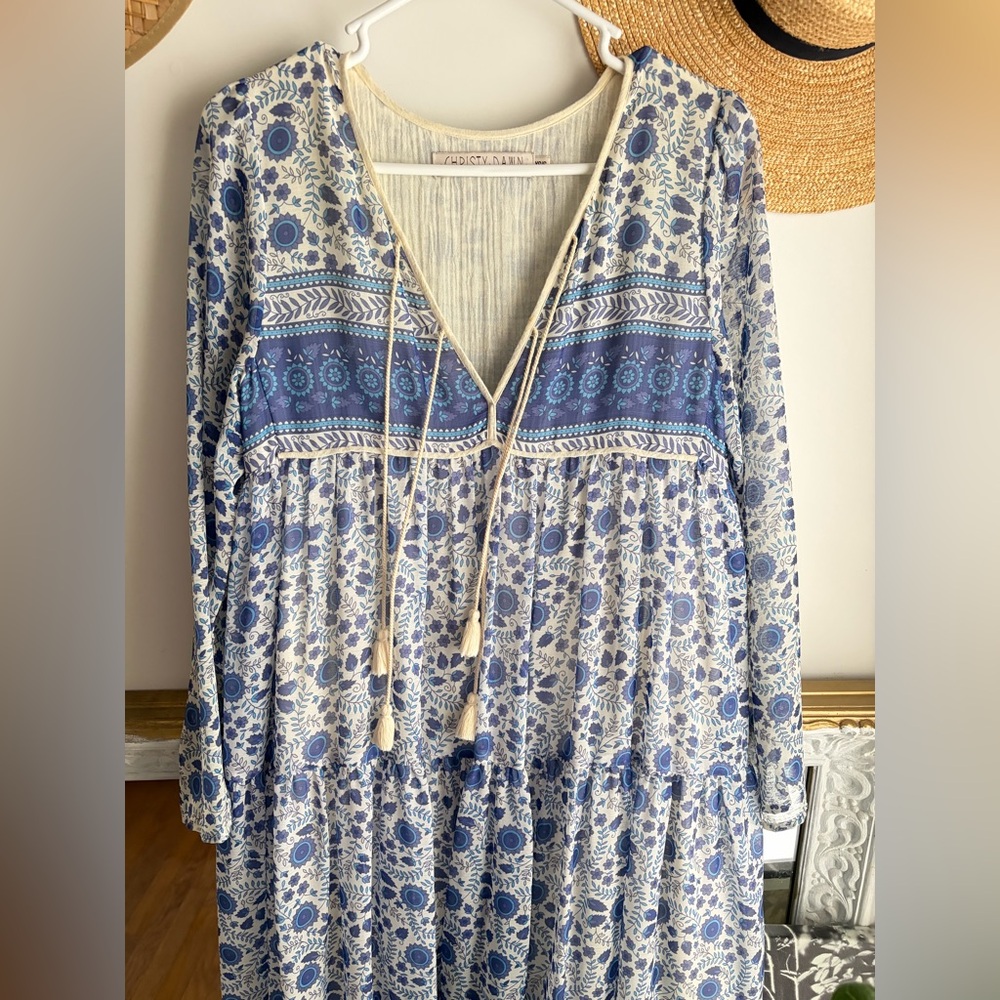 Rare Christy Dawn The Paloma Dress in blue Paisley oversized fit Spring Summer - Picture 5 of 12